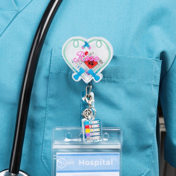 Personalizada Orden de Dibujar Tubos de Laboratorio Corazón Agitador Insignia retráctil Carrete con Nombre Apreciación Cumpleaños Regalo para Enfermera Trabajador de la Salud