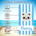Personalizowany ręcznik plażowy Panda Królik Kreskówka Zwierzęta Szybkoschnący ręcznik plażowy z imieniem Letnie wakacje Prezent urodzinowy dla chłopców Dziewczynki