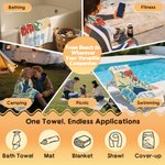 Personalized Multicolour Floral Quick Dry Oversized Beach Towel with Name Summer Vacation Pool Party Gift for Women Swimming Lovers