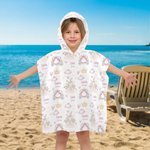 Personlig prinsesseslott Mykt hettehåndkle med hette med navn Bursdag Barnas dag Strandbassengfestgave til barn