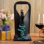 Personalized Scripty Style PU Leather Protective Wine Bag with Name and Handle  Dinner Party Anniversary Wedding Gift for Wine Lover
