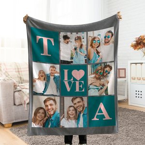 Personalizzato 6 foto collage iniziale soffice coperta Home Decor Anniversario San Valentino regalo di compleanno per le coppie di famiglia