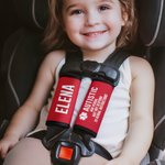 Gepersonaliseerde Multicolor Emergency Alert Carseat Riemen met Naam en Tekst Set van 2 Verjaardag Caring Gift voor Allergie Autisme Kinderen Familie