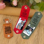 Personalised Drive Safe I Lorrying Love You Car Design Photo PU Leather Keychain with Engraved Name Birthday Anniversary Gift for Car Owners