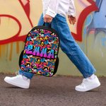 Personalised Colourful Graffiti Style Name Backpack Lunch Bag Pencil Case Set Back to School Birthday Gift for Boys Girls Students