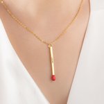 Personalised Matchstick Necklace with Engraved Text Enamel Jewellery Birthday Anniversary Party Gift for Women