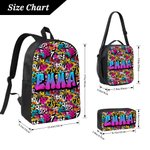 Personalised Colourful Graffiti Style Name Backpack Lunch Bag Pencil Case Set Back to School Birthday Gift for Boys Girls Students