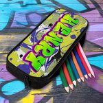 Personalised Colourful Graffiti Style Name Backpack Lunch Bag Pencil Case Set Back to School Birthday Gift for Boys Girls Students