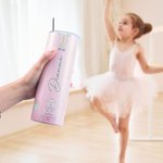 Personlig rosa Nøtteknekkeren eventyrkarakter isolert 20 oz tynn tumbler med navn og sugerør bursdag julegave til jenter