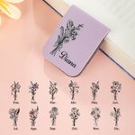 Marcapáginas magnético personalizado de cuero PU con nombre y flor de nacimiento regalo de cumpleaños para amantes de los libros
