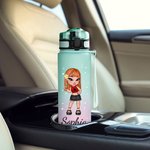 Personalised Cartoon Y2K Girl 32 oz Motivational Sport Water Bottle with Time Marker and Name Anniversary Birthday Gift for Girls Y2K Lovers