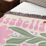 Personalizada Retro Flor Flecos Suave manta con nombre Aniversario Cumpleaños Regalo para las mujeres
