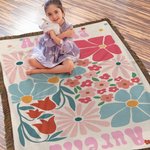 Personalizada Retro Flor Flecos Suave manta con nombre Aniversario Cumpleaños Regalo para las mujeres