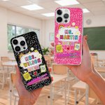 Personalised Colourful Floral Love Pen Notebook Design Slim Phone Case for iPhone with Title Back to School Appreciation Birthday Gift for Teachers