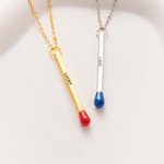 Personalised Matchstick Necklace with Engraved Text Enamel Jewellery Birthday Anniversary Party Gift for Women