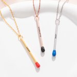 Personalised Matchstick Necklace with Engraved Text Enamel Jewellery Birthday Anniversary Party Gift for Women