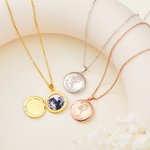 Personalisierte Foto Medaillon Halskette mit Geburtsblume und Text Gravur Geburtstag Jahrestag Geschenk für Damen