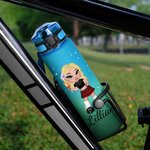 Personalised Cartoon Y2K Girl 32 oz Motivational Sport Water Bottle with Time Marker and Name Anniversary Birthday Gift for Girls Y2K Lovers