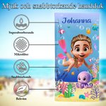 Personlig söt 3D strandhandduk med havsdjur för barn snabbtorkande mjuk och stor med namn perfekt för sommarlov strandfest eller födelsedagspresent