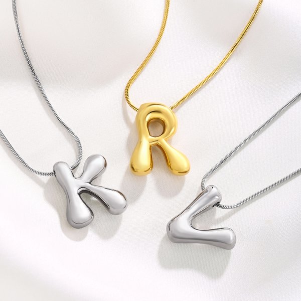 Personalised 3D Balloon Initial Necklace Dainty Jewellery Birthday Anniversary Gift for Her