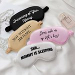 Maschera per il sonno in seta personalizzata con testo e astuccio, regalo di compleanno e anniversario per la fidanzata e la moglie.