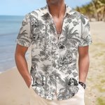 Gepersonaliseerd Retro Toile De Jouy-Stijl Hond Kat Portret Hawaiian Unisex Shirt Verjaardag Zomer Vakantie Cadeau voor Huisdier Liefhebbers Eigenaren