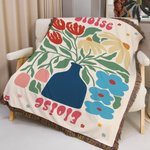 Personalizada Retro Flor Flecos Suave manta con nombre Aniversario Cumpleaños Regalo para las mujeres