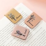 Marcapáginas magnético personalizado de cuero PU con nombre y flor de nacimiento regalo de cumpleaños para amantes de los libros
