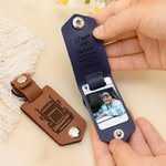 Personalised Drive Safe I Lorrying Love You Car Design Photo PU Leather Keychain with Engraved Name Birthday Anniversary Gift for Car Owners