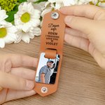 Personalised Drive Safe I Lorrying Love You Car Design Photo PU Leather Keychain with Engraved Name Birthday Anniversary Gift for Car Owners