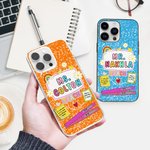 Personalised Colourful Floral Love Pen Notebook Design Slim Phone Case for iPhone with Title Back to School Appreciation Birthday Gift for Teachers