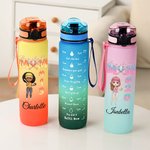 Personalisierte Gradient Baseball Mom Ice Cream Name 32 oz Wasserflasche mit Time Marker Muttertag Wettbewerb Training Geschenk für Baseball-Spieler-Liebhaber