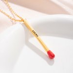 Personalised Matchstick Necklace with Engraved Text Enamel Jewellery Birthday Anniversary Party Gift for Women