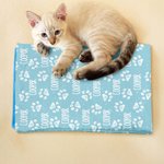 Tapis Rafraîchissant Personnalisé avec Motif Empreinte de Patte et Nom Cadeau Anniversaire Estival pour Propriétaires ou Amoureux des Animaux