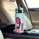 Personalisierte Gradient Cartoon Basketball Volleyball Fußball Mädchen 32 oz Leakproof Motivationswasserflasche mit Name Maker Geschenk für Gym Sportliebhaber