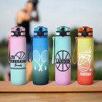 Personalized Basketball Football Sports 32 oz Motivational Sport Water Bottle with Time Marker and Name Game Day Birthday Gift for Ball Sports Lover