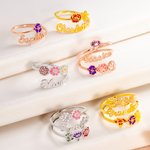 Personalizado 1-6 Flores de Colores de Nacimiento Anillo Ajustable con Nombre Dainty Jewelry Birthday Anniversary Gift for Mom Grandma