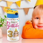 Henkilökohtainen sarjakuvahahmo 12 oz lapset eristetty vesipullo kahvalla ja silikonipilli takaisin kouluun syntymäpäivälahja pojille tytöille