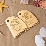 Personalized Shark Sea Turtle Design Wooden Surfboard Wax Comb with Engraved Text Birthday Gift for Surfing Lovers