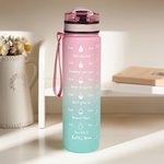 Personalized Gradient Cartoon Soccer Boy Girl 32 oz Leakproof Motivational Sports Water Bottle with Name and Time Marker Gift for Gym Soccer Lovers