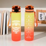 Personalized Basketball Football Sports 32 oz Motivational Sport Water Bottle with Time Marker and Name Game Day Birthday Gift for Ball Sports Lover