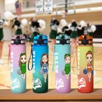 Personalized Cheerleading Girl Motivational Sports Water Bottle with Name and Time Marker Birthday Sports Game Day Gift for Cheerleader