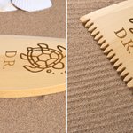 Personalized Shark Sea Turtle Design Wooden Surfboard Wax Comb with Engraved Text Birthday Gift for Surfing Lovers