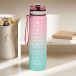 Personalised Cartoon Fitness Character Name 32 oz Gradient Water Bottle with Time Marker Motivational Birthday Sports Gift for Women Fitness Lovers
