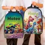Personalised Cartoon Dinosaur Fantasy Unicorn Backpack Lunch Bag Pencil Case Set with Name Back to School Birthday Gift for Boys Girls