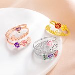 Personalizado 1-6 Flores de Colores de Nacimiento Anillo Ajustable con Nombre Dainty Jewelry Birthday Anniversary Gift for Mom Grandma