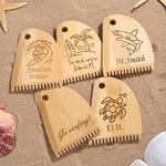 Personalized Shark Sea Turtle Design Wooden Surfboard Wax Comb with Engraved Text Birthday Gift for Surfing Lovers