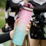 Personalized Cheerleading Girl Motivational Sports Water Bottle with Name and Time Marker Birthday Sports Game Day Gift for Cheerleader