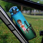 Bottiglia d'acqua sportiva motivazionale a prova di perdite da 32 oz con nome e indicatore del tempo, regalo per gli amanti del basket.