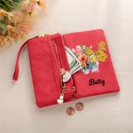 Personalisierte Geldbörse aus PU-Leder im Schmetterlings- und Geburtsblumen-Design mit Namen und Kartenfächern Geburtstag Jahrestag Geschenk für Damen